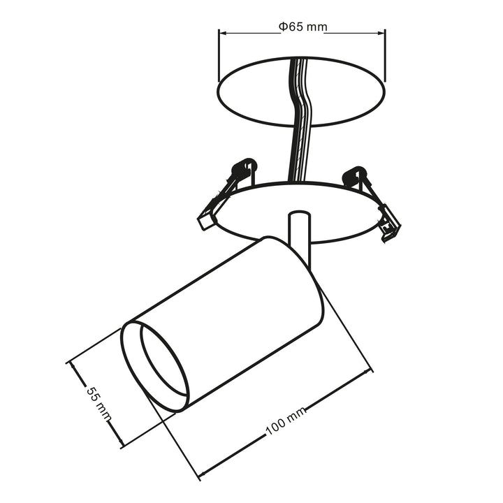 Maclean infälld armatur/rör, spot, rund, aluminium, GU10, 55x130mm, färg svart, MCE364 B 3st+ LED-lampa GU10 7W Maclean Energy MCE437 NW neutralvit 4000K, 220-240V~, 50/60Hz, 3st