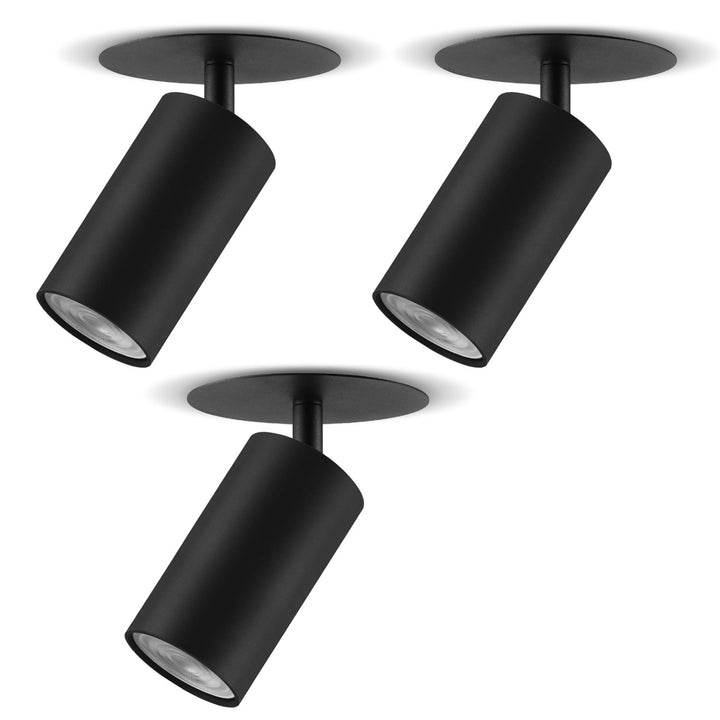 Maclean infälld armatur/rör, spot, rund, aluminium, GU10, 55x130mm, färg svart, MCE364 B 3st+ LED-lampa GU10 7W Maclean Energy MCE437 NW neutralvit 4000K, 220-240V~, 50/60Hz, 3st