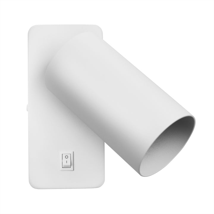 Vägglampa/väggbelysning Maclean, spot, rund, GU10, med 55x90mm brytare, vit, MCE369 W+LED-lampa GU10 7W Maclean Energy MCE437 WW varmvit 3000K, 220-240V~, 50/60Hz, 490lm