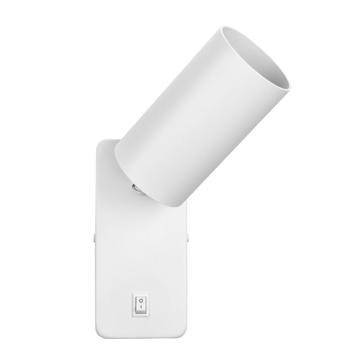 Vägglampa/väggbelysning Maclean, spot, rund, GU10, med 55x90mm brytare, vit, MCE369 W+LED-lampa GU10 7W Maclean Energy MCE437 WW varmvit 3000K, 220-240V~, 50/60Hz, 490lm