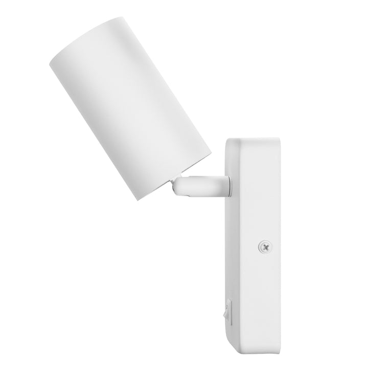 Vägglampa/väggbelysning Maclean, spot, rund, GU10, med 55x90mm brytare, vit, MCE369 W+LED-lampa GU10 7W Maclean Energy MCE437 WW varmvit 3000K, 220-240V~, 50/60Hz, 490lm