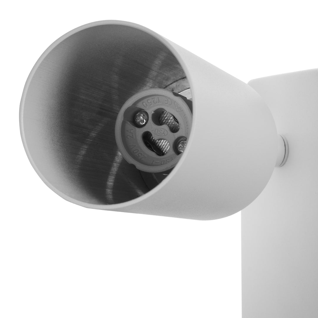 Vägglampa/väggbelysning Maclean, spot, rund, GU10, med 55x90mm brytare, vit, MCE369 W+LED-lampa GU10 7W Maclean Energy MCE437 WW varmvit 3000K, 220-240V~, 50/60Hz, 490lm