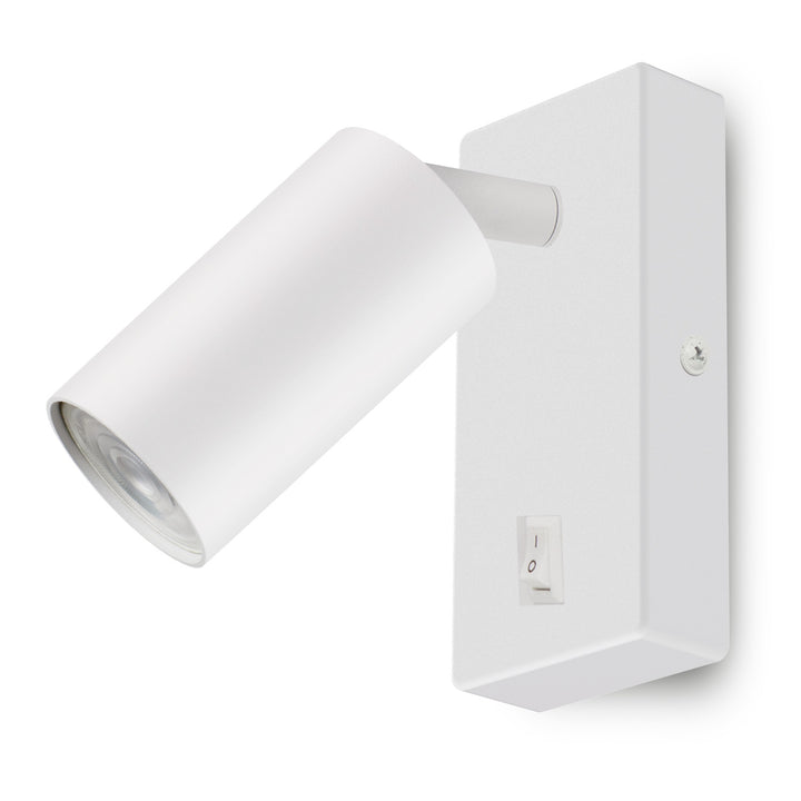 Vägglampa/väggbelysning Maclean, spot, rund, GU10, med 55x90mm brytare, vit, MCE369 W+LED-lampa GU10 7W Maclean Energy MCE437 WW varmvit 3000K, 220-240V~, 50/60Hz, 490lm