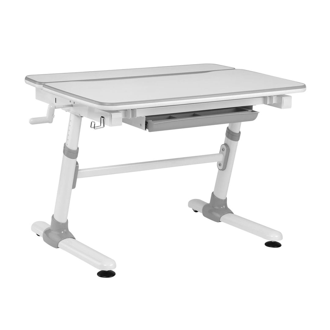 Ergo Office ergonomiskt höj- och sänkbart skrivbord för barn, grått, max 100kg, ER-417 2cz +Ergo Office ergonomisk stol för barn, justerbart nackstöd, höj- och sänkbart, max 75kg, ER-484N