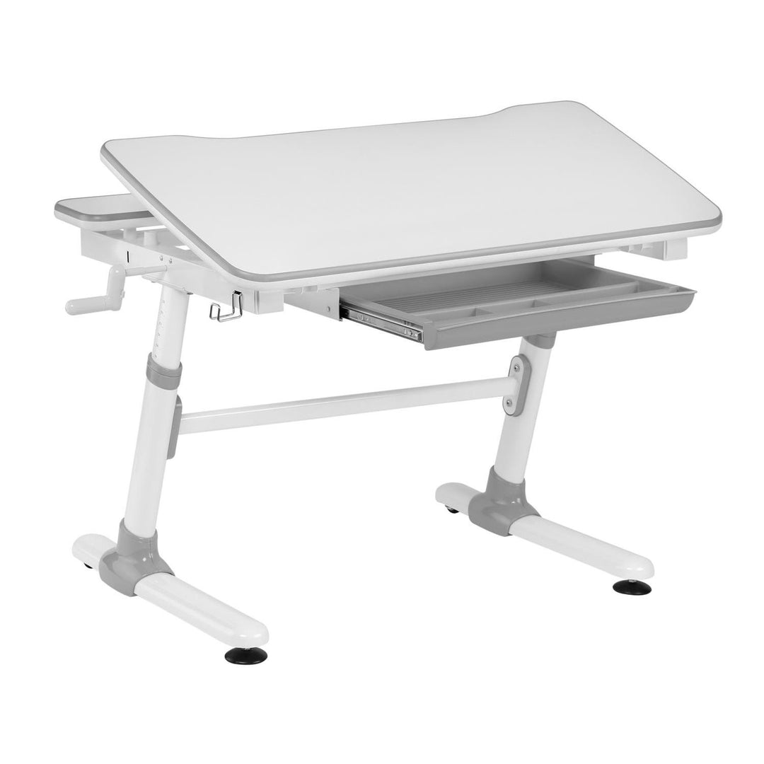 Ergo Office ergonomiskt höj- och sänkbart skrivbord för barn, grått, max 100kg, ER-417 2cz +Ergo Office ergonomisk stol för barn, justerbart nackstöd, höj- och sänkbart, max 75kg, ER-484N