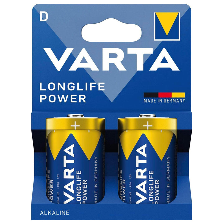 VARTA Longlife Power, 2 alkaliska batterier, storlek D / R20, 1,5V