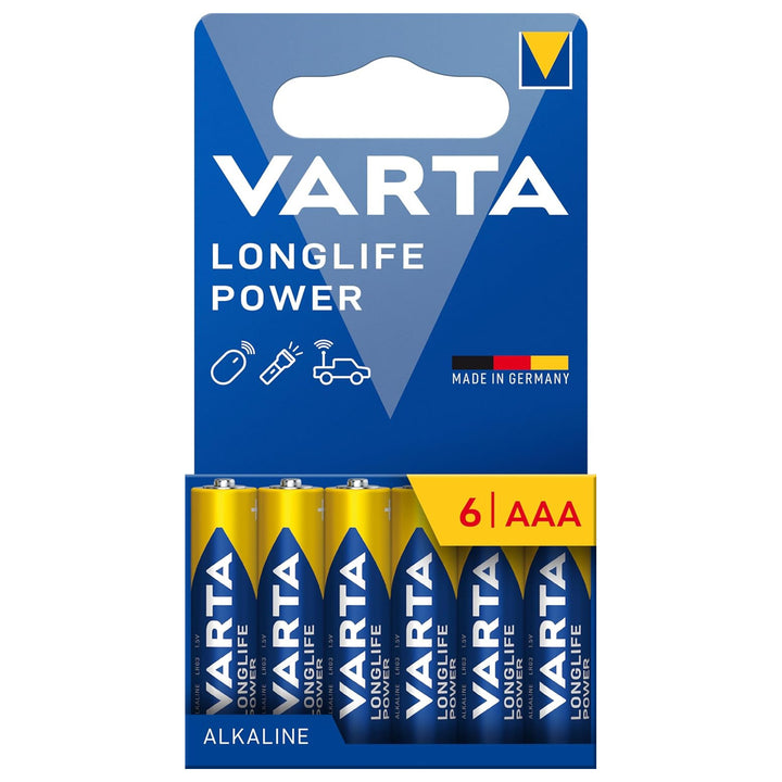 VARTA Longlife Power, 6 st AAA alkaliska batterier, LR03, 1,5V