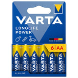VARTA Longlife Power, 6 st AA alkaliska batterier, LR06, 1,5V