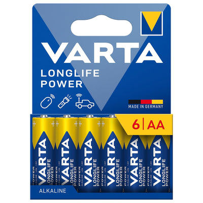 VARTA Longlife Power, 6 st AA alkaliska batterier, LR06, 1,5V