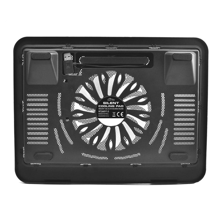 TYST KYLDYN - Kyldyna för bärbara datorer 15,6" och mindre, tyst, kraftfull, 13,5 cm fläkt, USB-port för genomgång