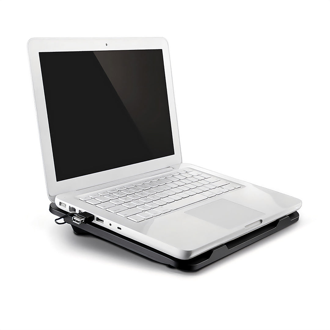 TYST KYLDYN - Kyldyna för bärbara datorer 15,6" och mindre, tyst, kraftfull, 13,5 cm fläkt, USB-port för genomgång