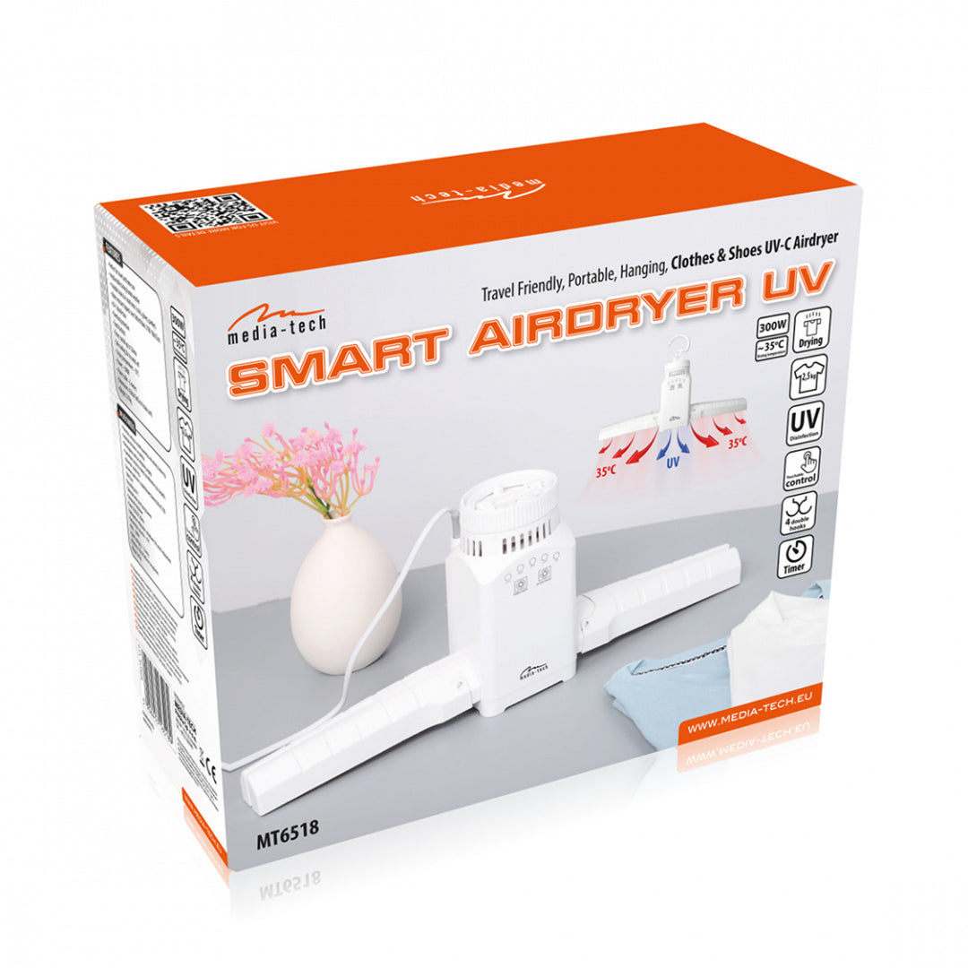 Mobil, väggmonterad lufttork för kläder, skor m.m. med UV-desinfektion SMART AIRDRYER UV