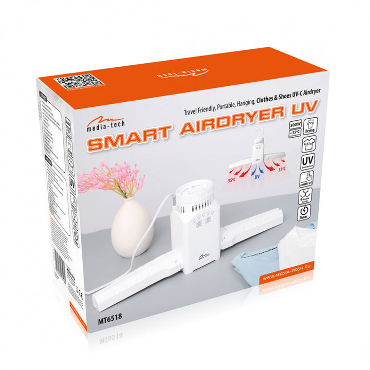 Mobil, väggmonterad lufttork för kläder, skor m.m. med UV-desinfektion SMART AIRDRYER UV