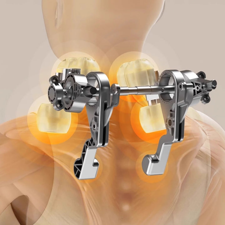 Massageredskap för axlar och nacke. Shiatsu, 5D-imiterade händer, 6 massagehuvuden, 3 lägen, 3 hastigheter, sladdlös, USB-C-laddningsport NACK- & SKULDERMASSAGER