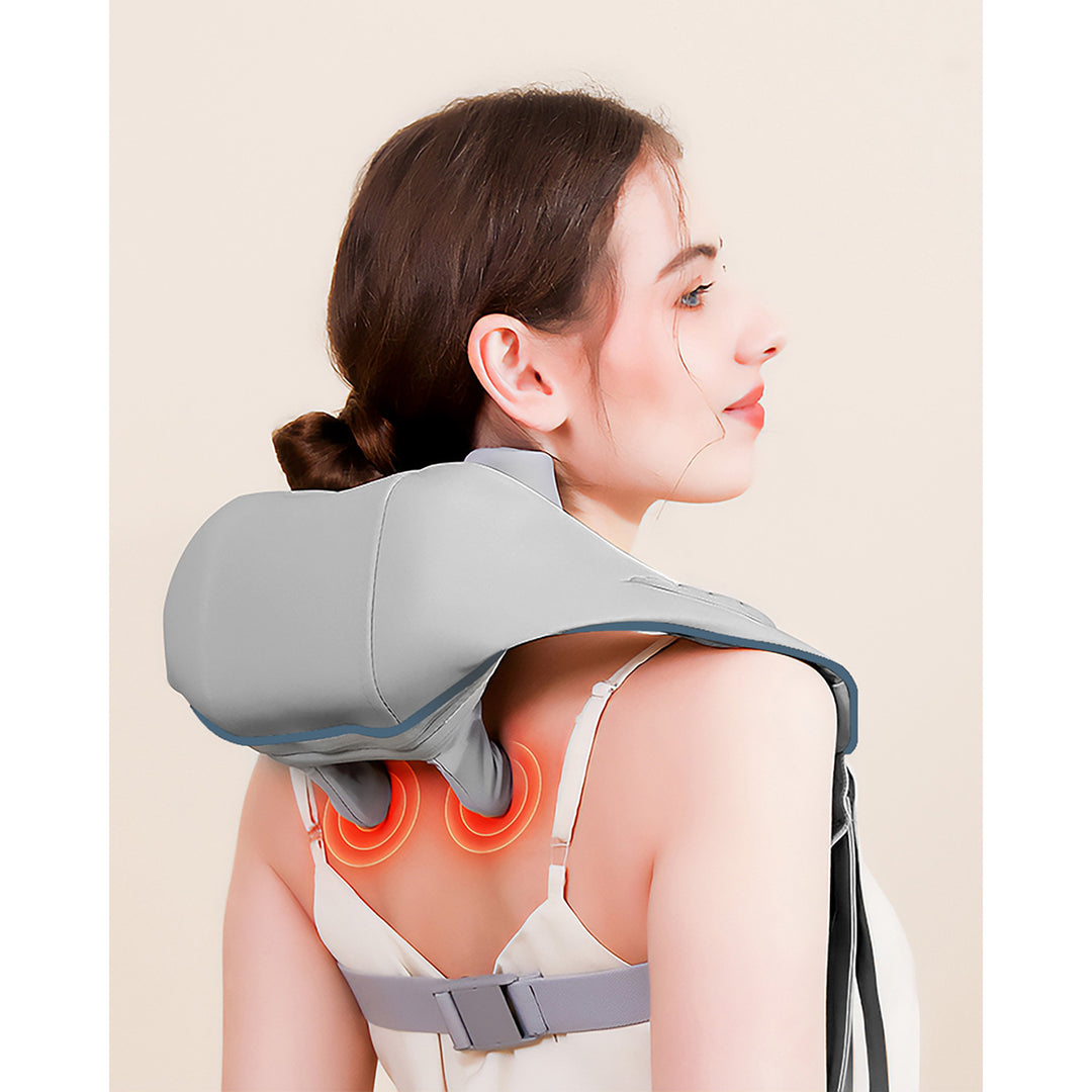 Massageredskap för axlar och nacke. Shiatsu, 5D-imiterade händer, 6 massagehuvuden, 3 lägen, 3 hastigheter, sladdlös, USB-C-laddningsport NACK- & SKULDERMASSAGER
