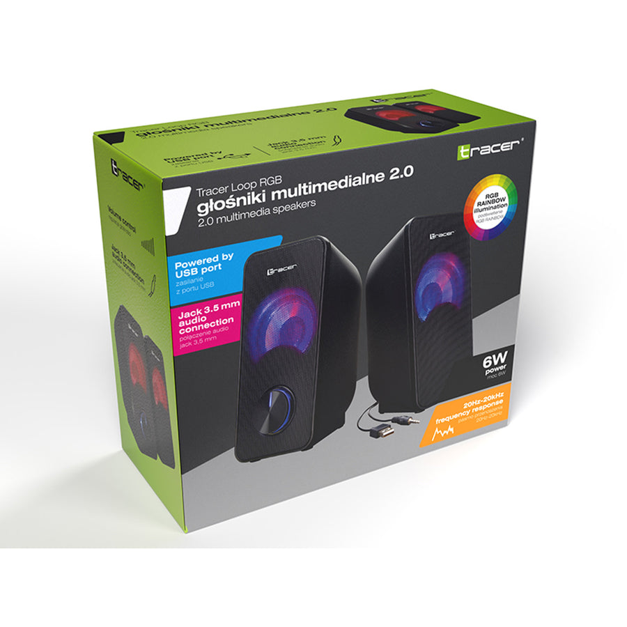 Tracer-högtalare, RGB-bakgrundsbelysning, 6 W RMS, USB-strömförsörjning, Loop