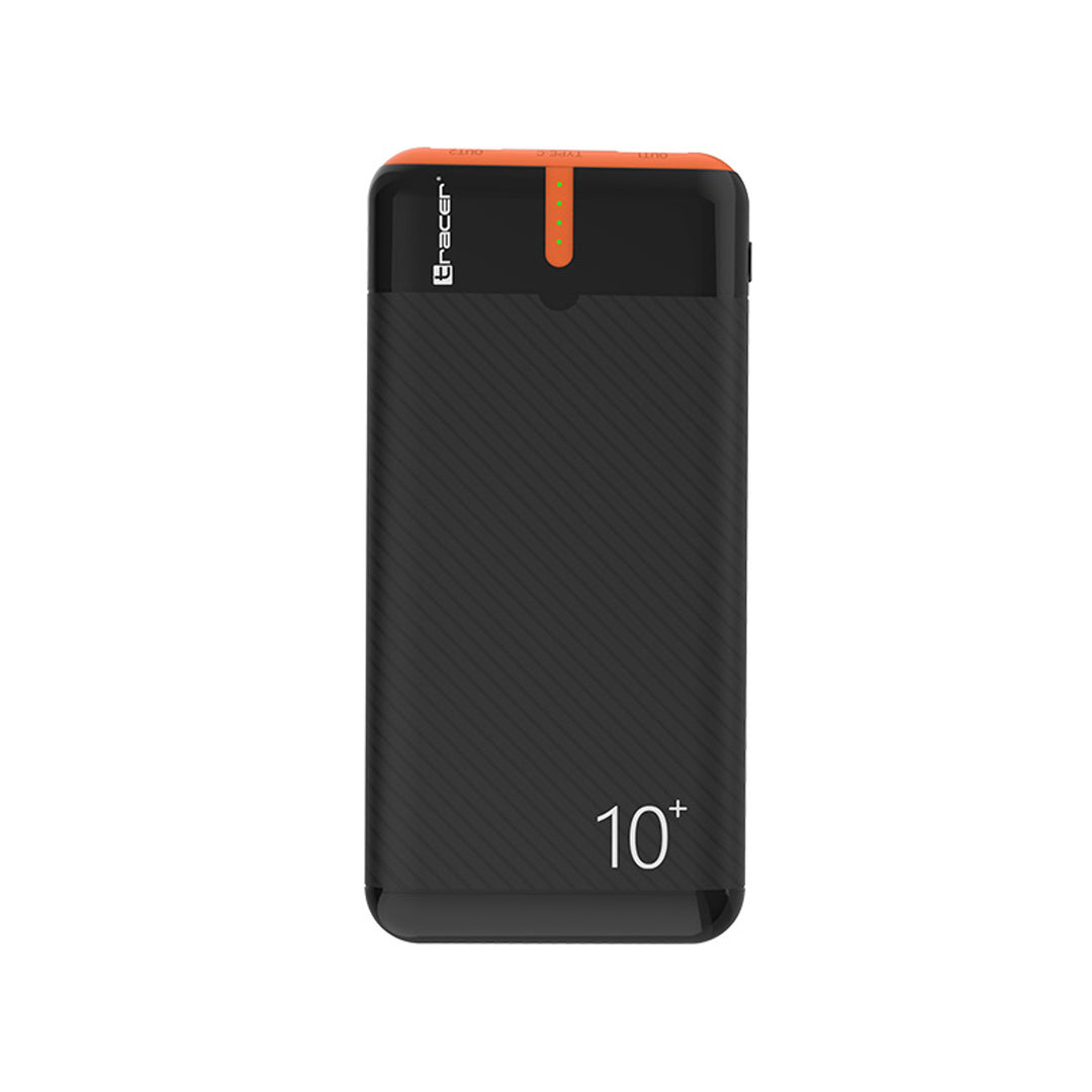 Tracer Powerbank, 10000 mAh, svart och orange, USB C, 2A, EnerGo