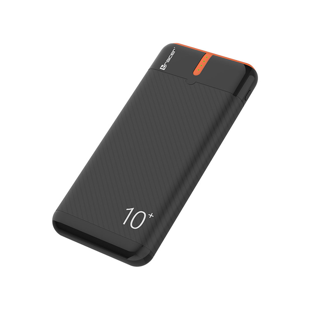 Tracer Powerbank, 10000 mAh, svart och orange, USB C, 2A, EnerGo