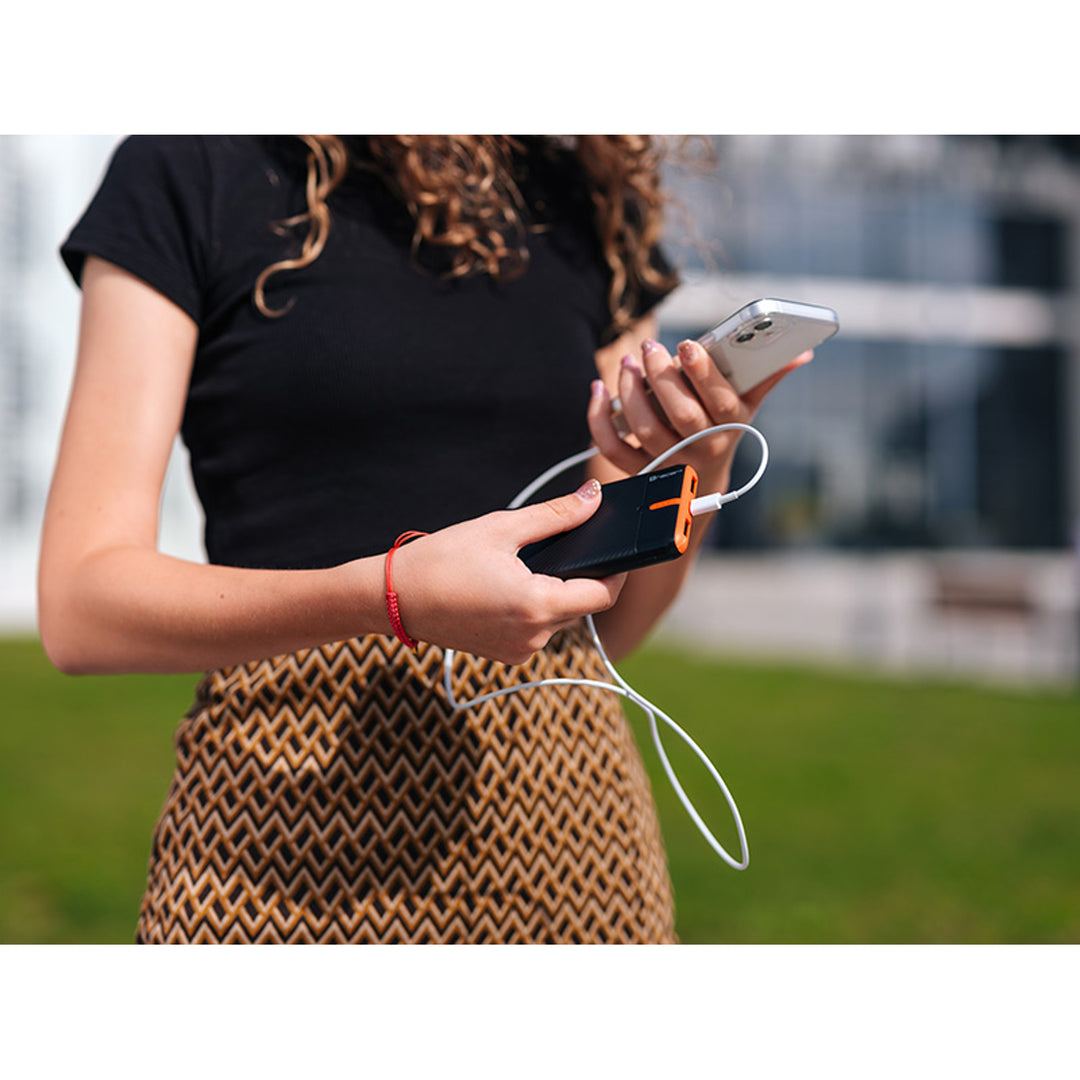 Tracer Powerbank, 10000 mAh, svart och orange, USB C, 2A, EnerGo