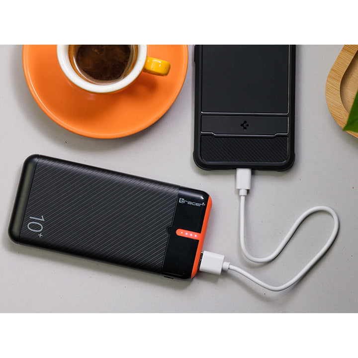 Tracer Powerbank, 10000 mAh, svart och orange, USB C, 2A, EnerGo