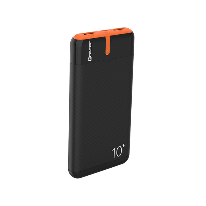 Tracer Powerbank, 10000 mAh, svart och orange, USB C, 2A, EnerGo