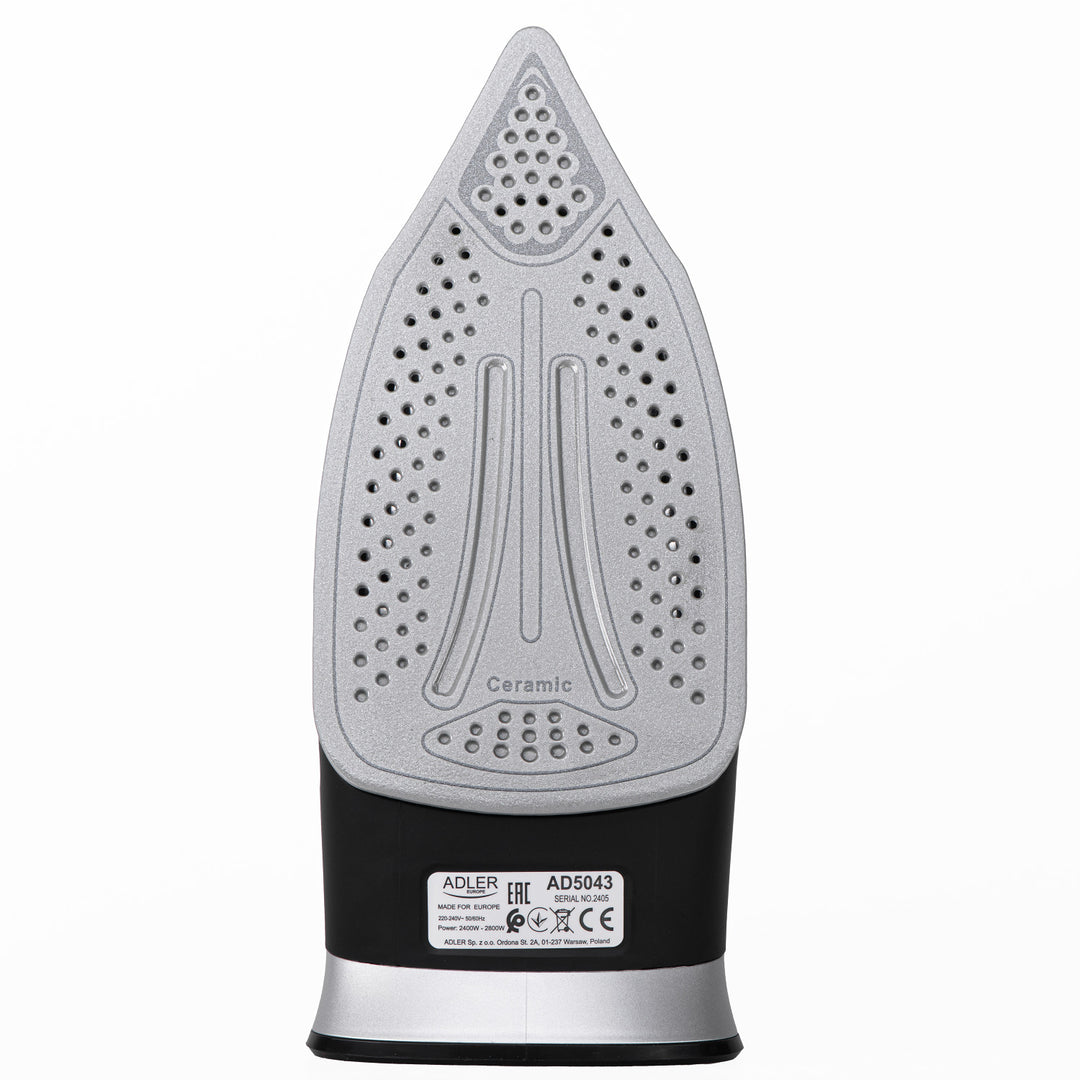 Adler sladdlöst ångstrykjärn, keramisk stryksula, 2800W, AD 5043