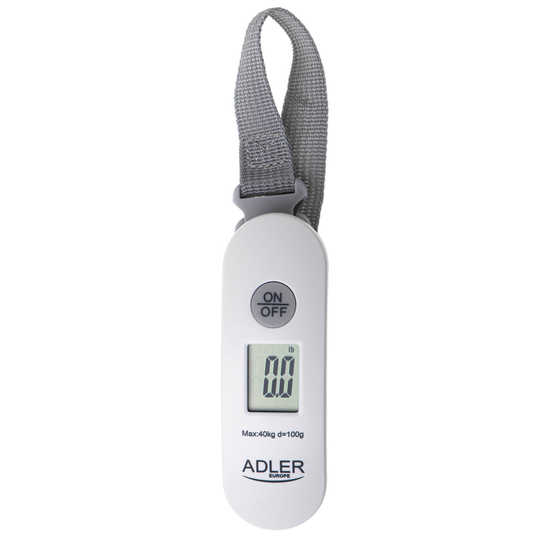 Bagagevåg Adler, upp till 40 kg, LCD-display, tara- och stabiliseringsfunktion, vit och grå, AD 8189