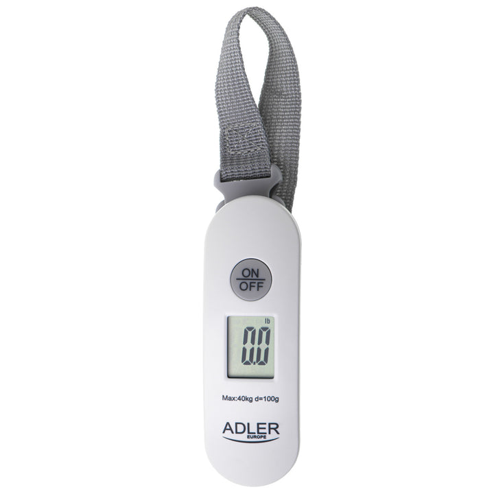 Bagagevåg Adler, upp till 40 kg, LCD-display, tara- och stabiliseringsfunktion, vit och grå, AD 8189