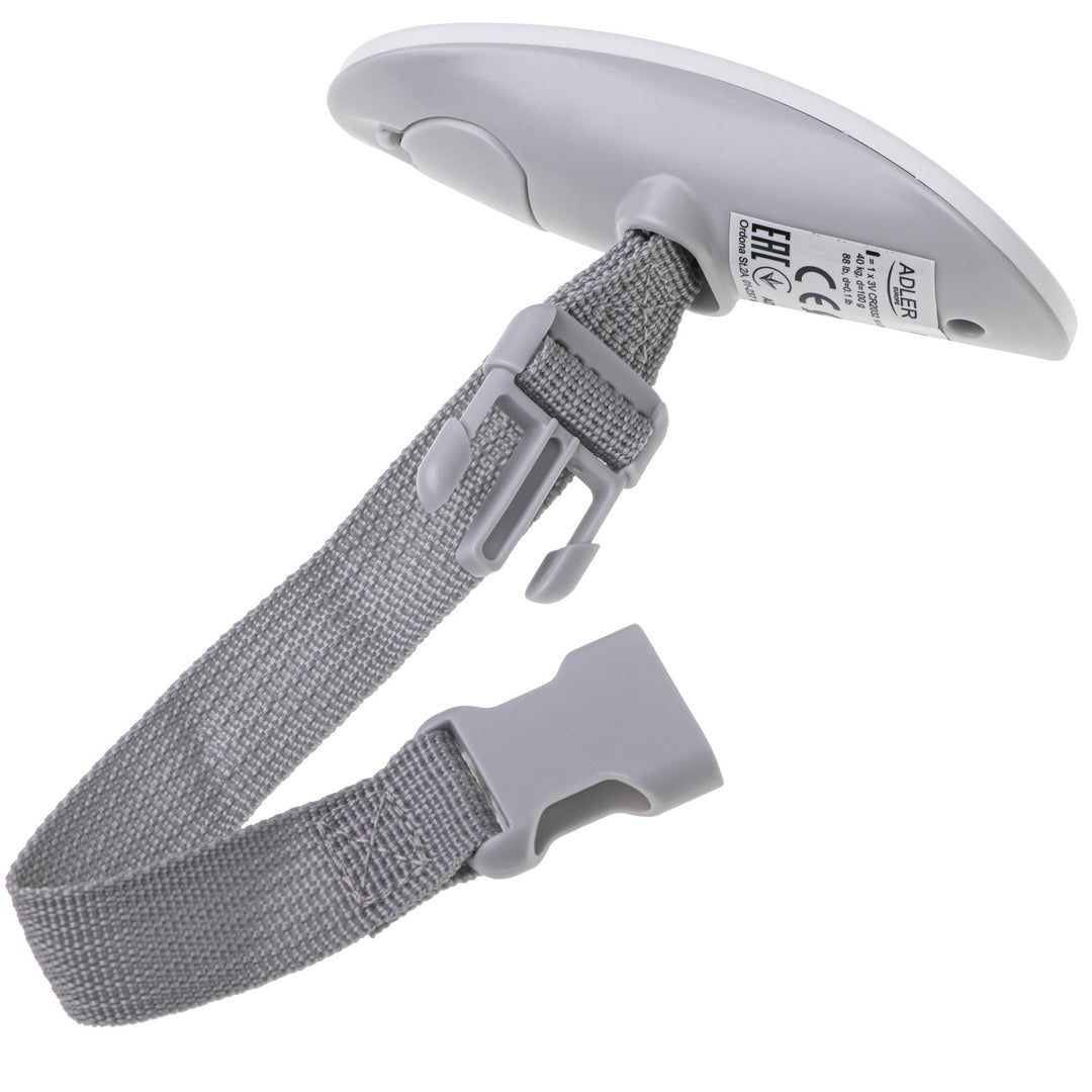 Bagagevåg Adler, upp till 40 kg, LCD-display, tara- och stabiliseringsfunktion, vit och grå, AD 8189