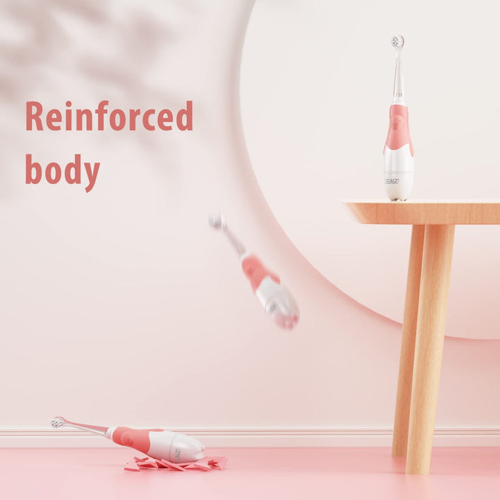 SEAGO sonisk barntandborste, färg rosa, 1xAA 1,5V (ingår ej), 4 spetsar, SG-513 Pink + Set med reservtandborstar till SG-513, SG-977 SEAGO, 4 st, färg transparent, SG-513 Refill
