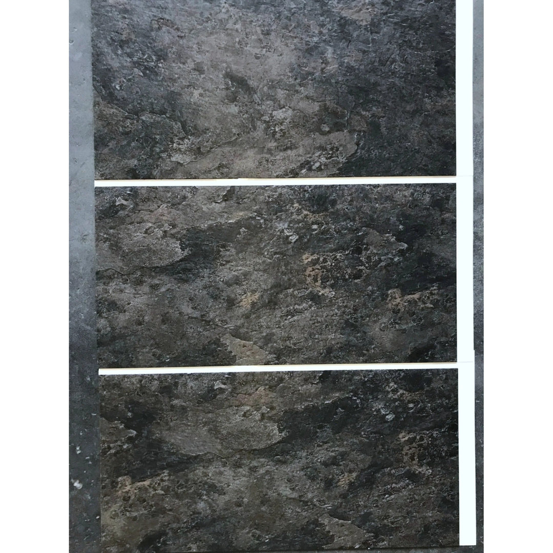 Fliesana självhäftande vägg- och golvplattor, set om 3, vattentäta, naturstensdesign (skiffer)