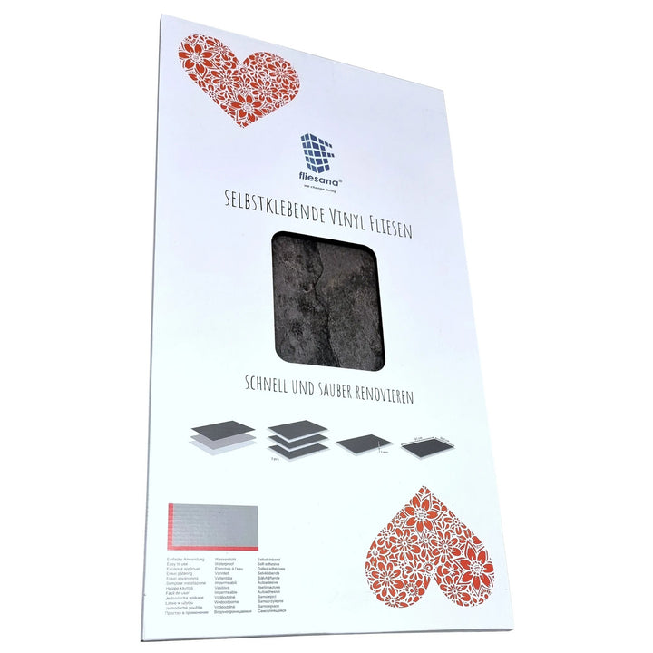 Fliesana självhäftande vägg- och golvplattor, set om 3, vattentäta, naturstensdesign (skiffer)