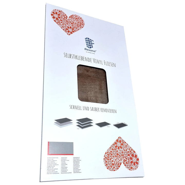 Fliesana självhäftande vägg- och golvplattor, set om 3, vattentäta, naturstensdesign, rostfärgade