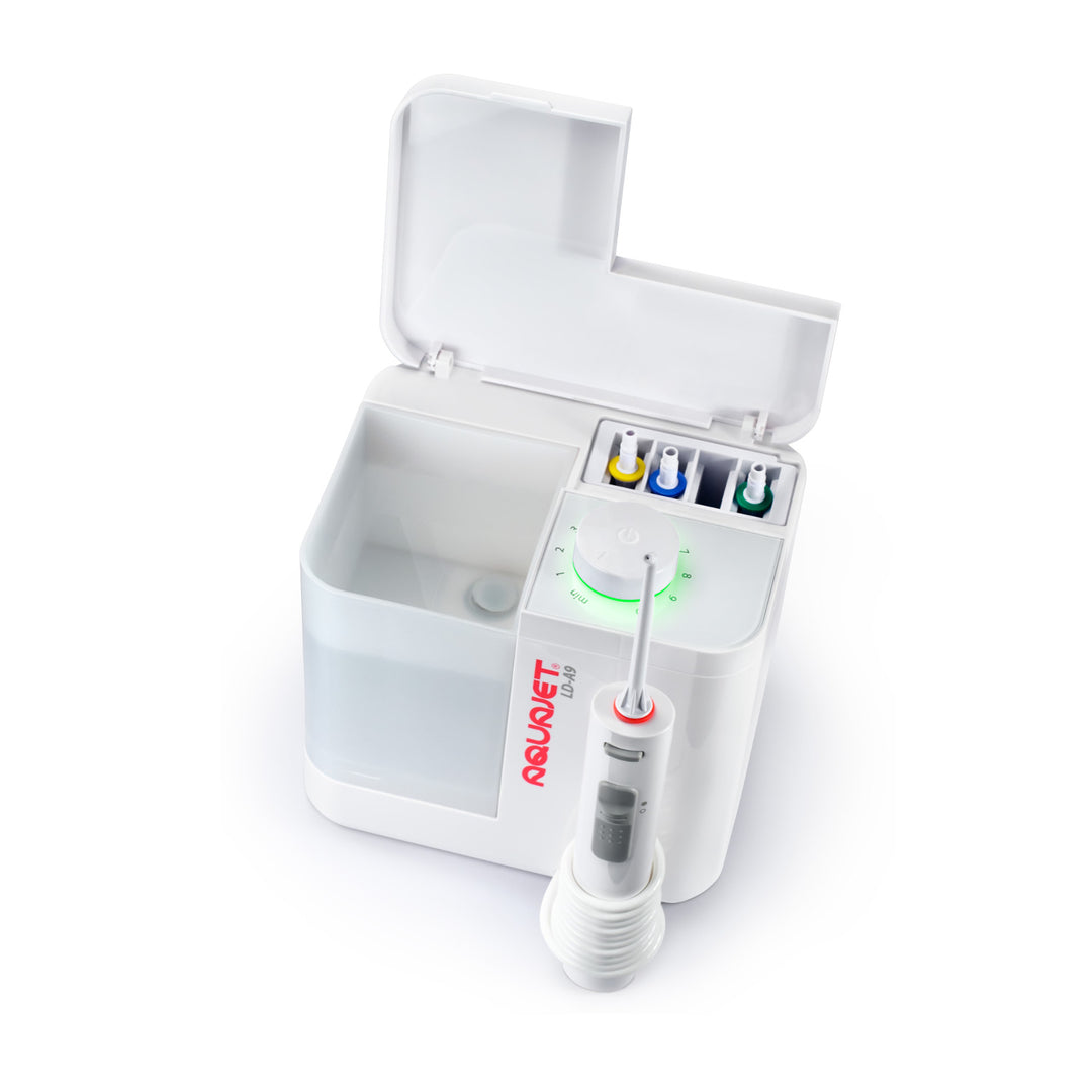 Aquajet irrigator, elektronisk styrning, 500 ml behållare, 4 spetsar, LD-A9