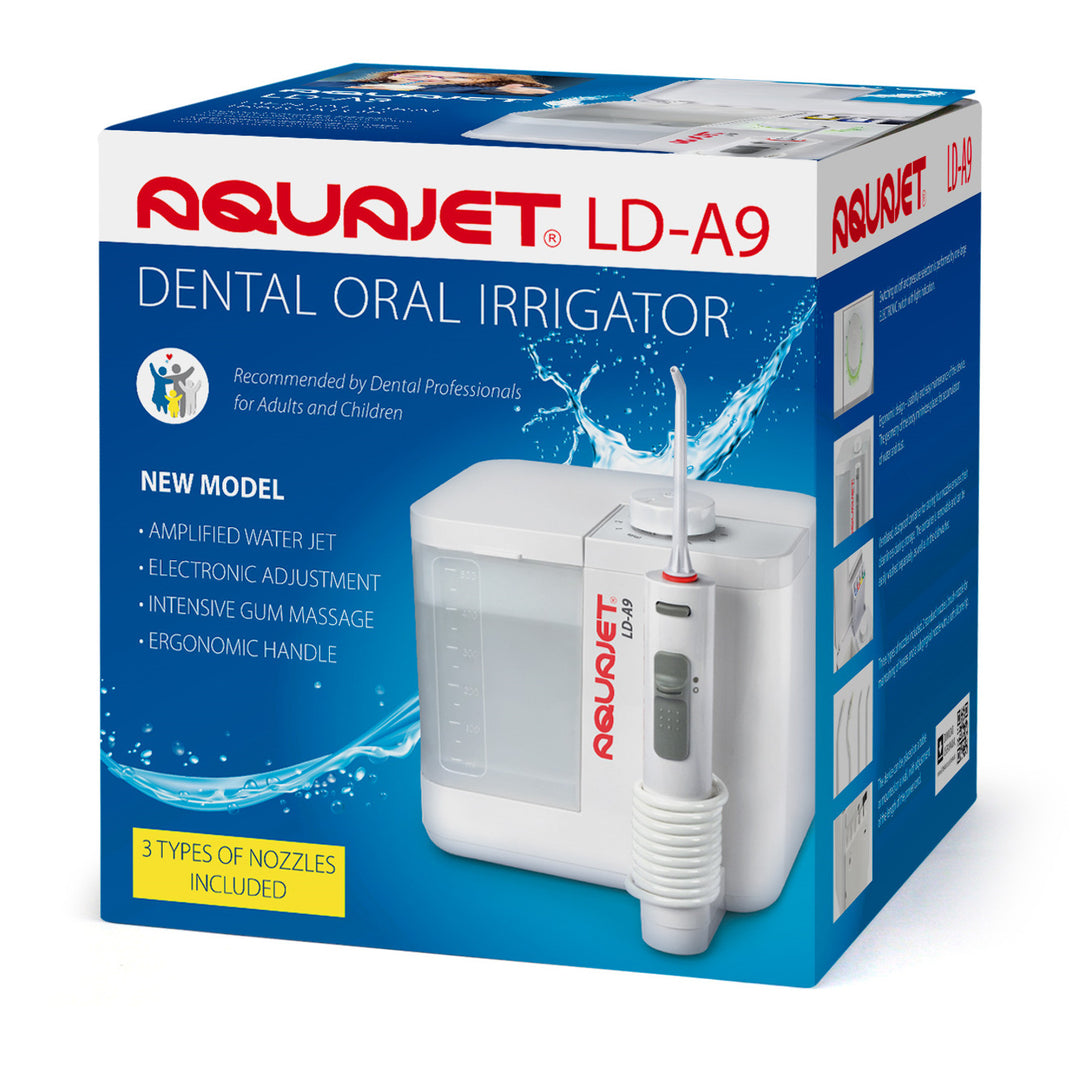 Aquajet irrigator, elektronisk styrning, 500 ml behållare, 4 spetsar, LD-A9