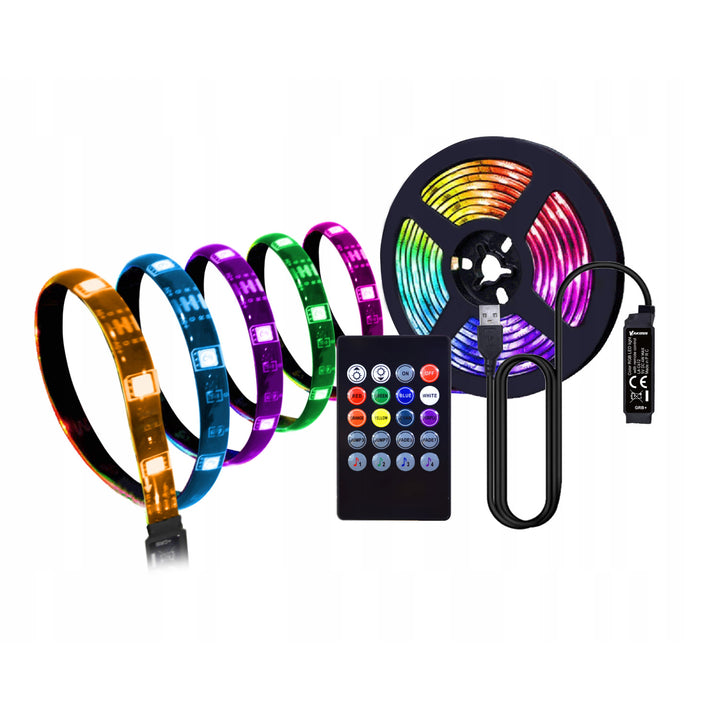 Vakoss RGB LED-strip, för TV-belysning, ljudstyrd, fjärrkontroll, LA-C612