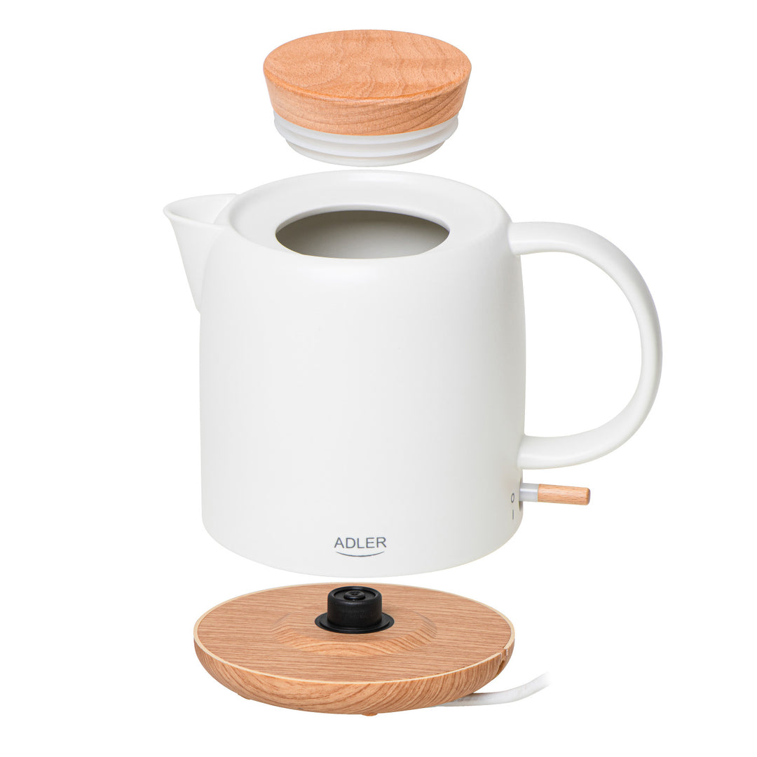 Vattenkokare i keramik 1,0L, 1200W, ecru, Adler AD 1304
