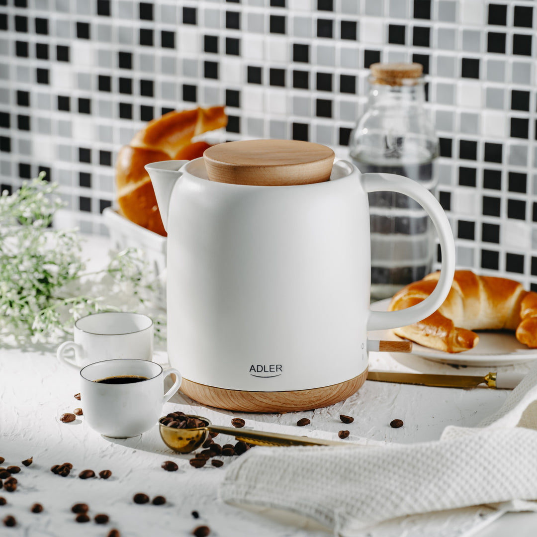 Vattenkokare i keramik 1,0L, 1200W, ecru, Adler AD 1304