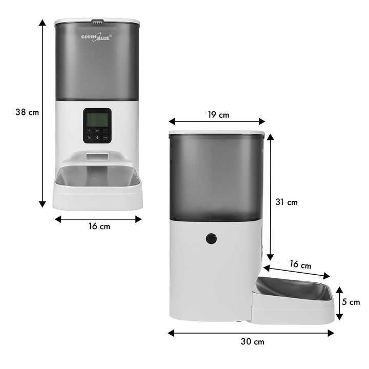 GreenBlue automatisk vattendispenser / drickare för husdjur, 3L, USB 5V1A, GB392 + GreenBlue automatisk matningsautomat / matare för husdjur, 6L, USB 5V1A, GB393