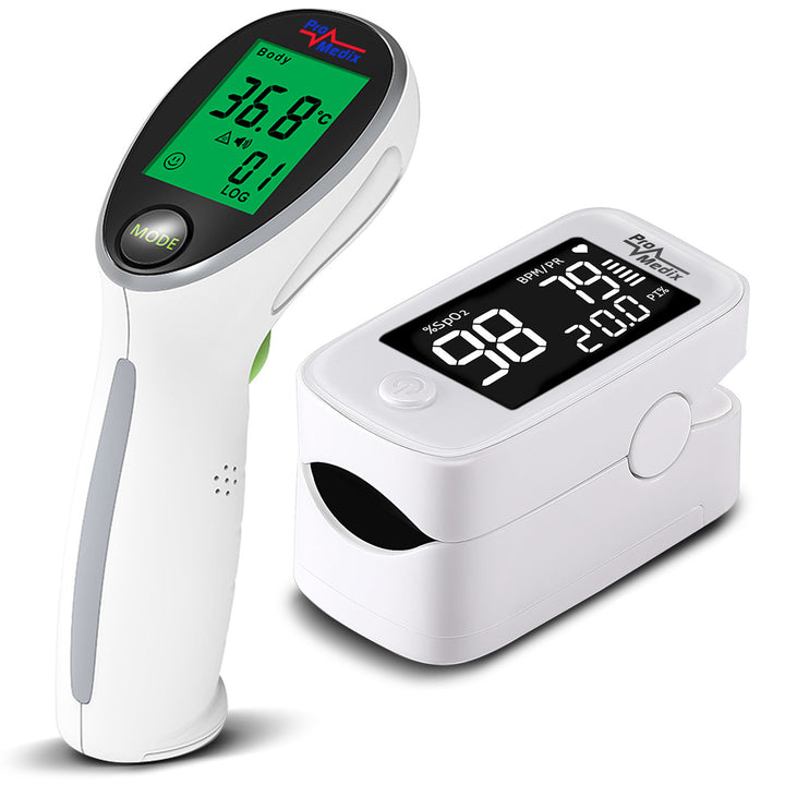 Promedix PR-870 1,5" HD LED medicinsk pulsoximeter + Promedix PR-960 beröringsfri infraröd medicinsk termometer
