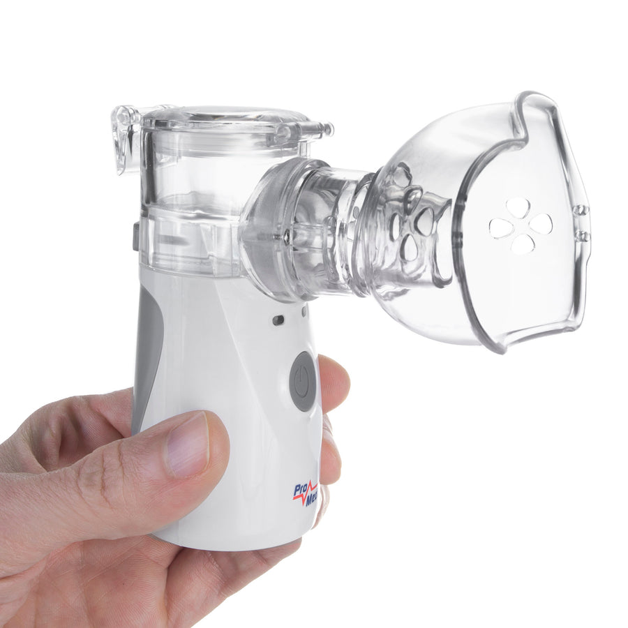 Promedix bärbar / handhållen sladdlös nebulisator inhalator, kit, masker, PR-835 + 2x Medicinska masker CE EN 14683:2019 - kit - blå färg 10 delar Promedix PR-280 BFE>98%.
