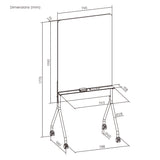 Ergo Office mobil skrivtavla, vertikal orientering, vit, enkelsidig, med hylla, tavlans mått 1190x790mm, ER-305