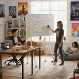 Ergo Office mobil skrivtavla, horisontell, vit, enkelsidig, med hylla, tavlans mått 1190x790mm, ER-306