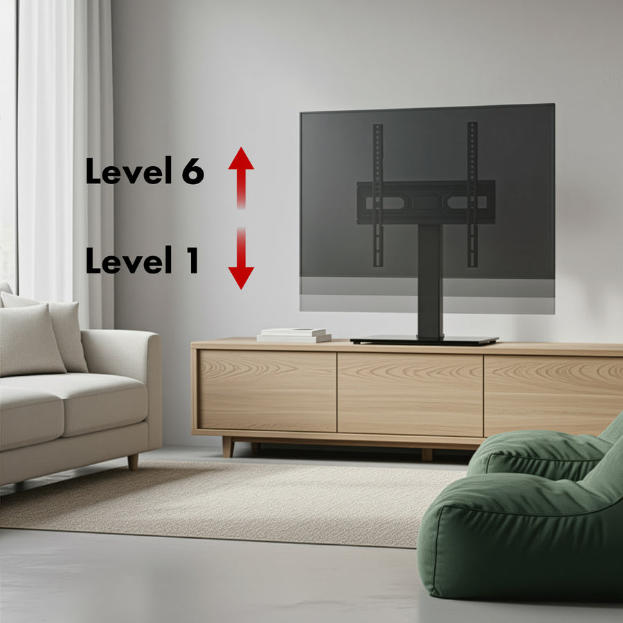Universal TV-stativ Maclean, för RTV-skåp, stativ, max. 40kg, max. VESA 400x400, höjd- och vinkeljustering, för TV-apparater 32-65", MC-1240