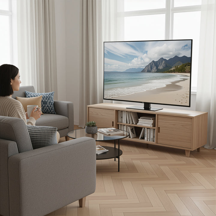 Universal TV-stativ Maclean, för RTV-skåp, stativ, max. 40kg, max. VESA 400x400, höjd- och vinkeljustering, för TV-apparater 32-65", MC-1240