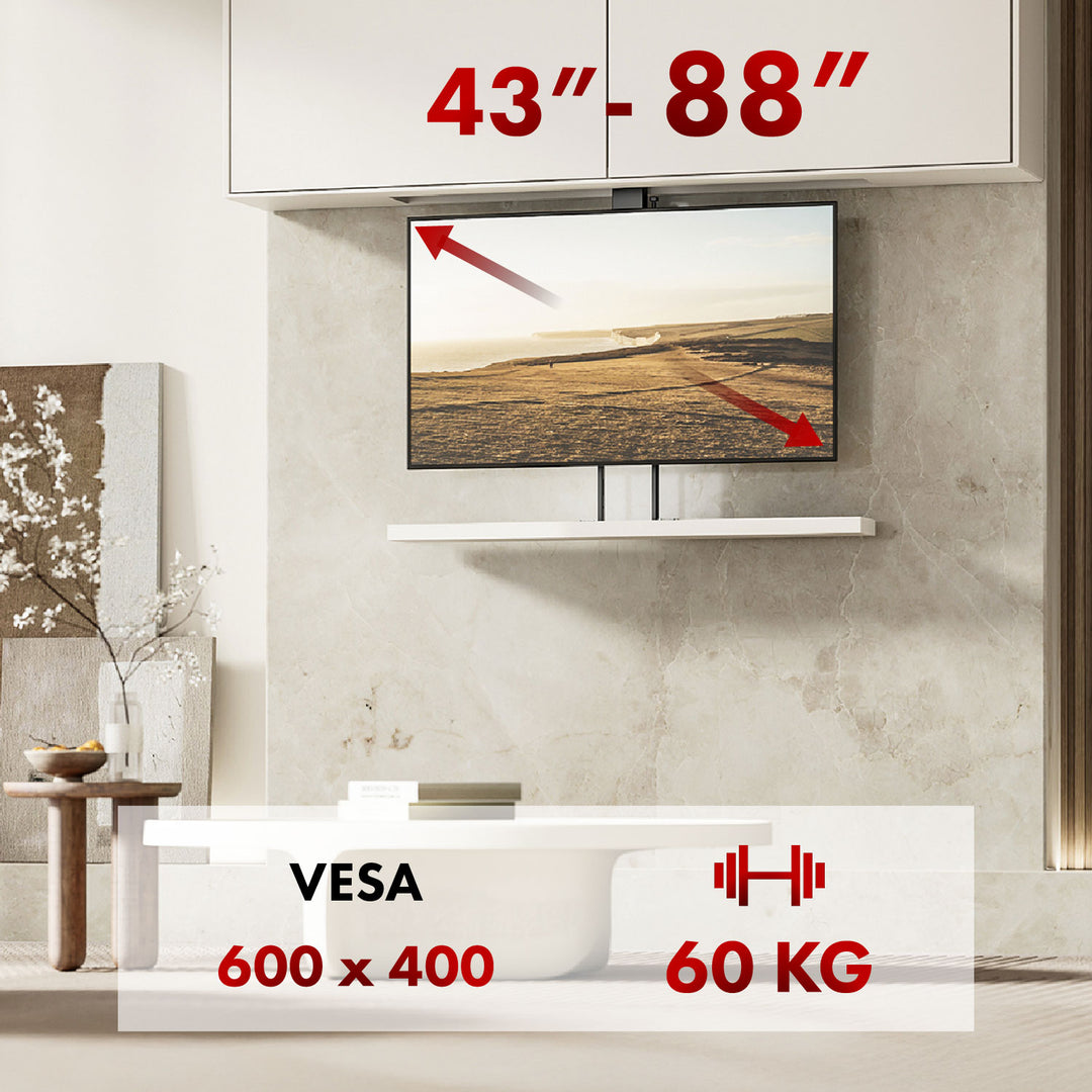 Elektriskt tak- och golvhandtag, utdragbar Maclean, 43''-88''', VESA 600x400, max 60kg, 100-240V AC,50/60Hz