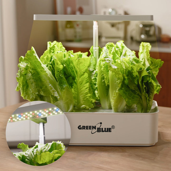 GreenBlue Intelligent odlingssystem för inomhusväxter, SMART kruka, 4L kapacitet, för 12 växter, fullspektrum LED, GB133