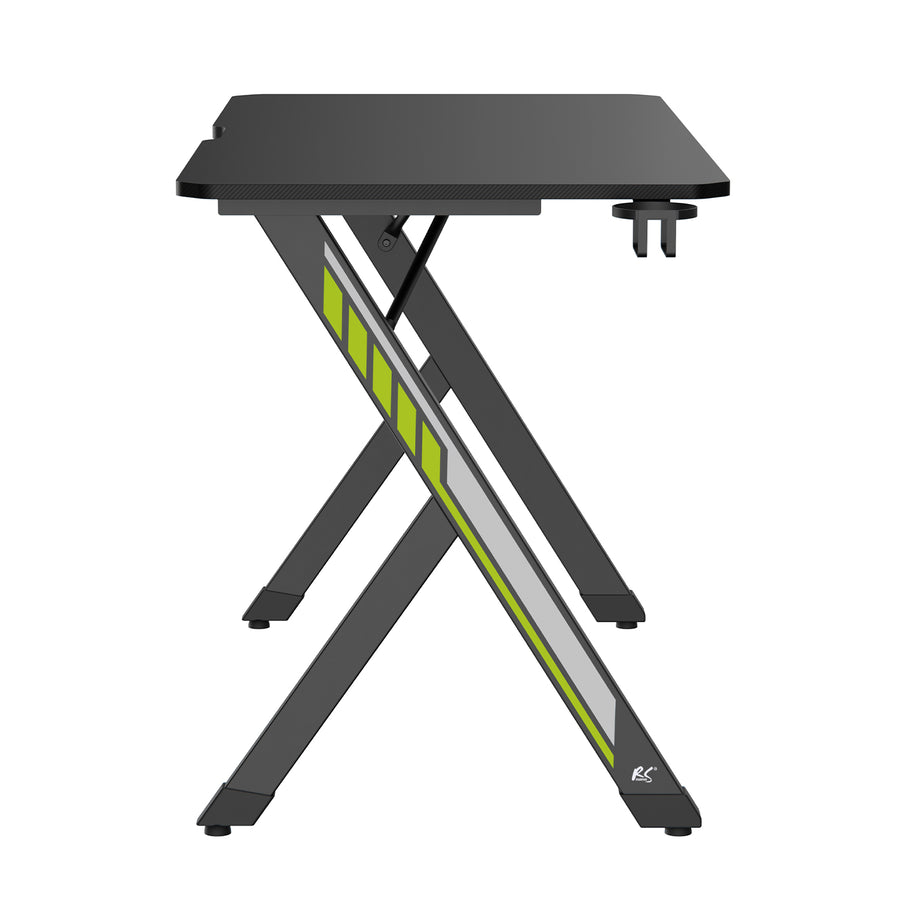 NanoRS gamingbord, svart, med hörlurs- och mugghållare, max. 75kg, mått 1200x600x750mm, RS101