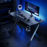 NanoRS gamingbord, svart, med hörlurs- och mugghållare, max. 75kg, mått 1200x600x750mm, RS101