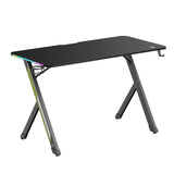 NanoRS gaming desk, svart, med hörlurs- och mugghållare, RGB-bakgrundsbelysning, max. 75kg, mått 1200x600x750mm, RS102
